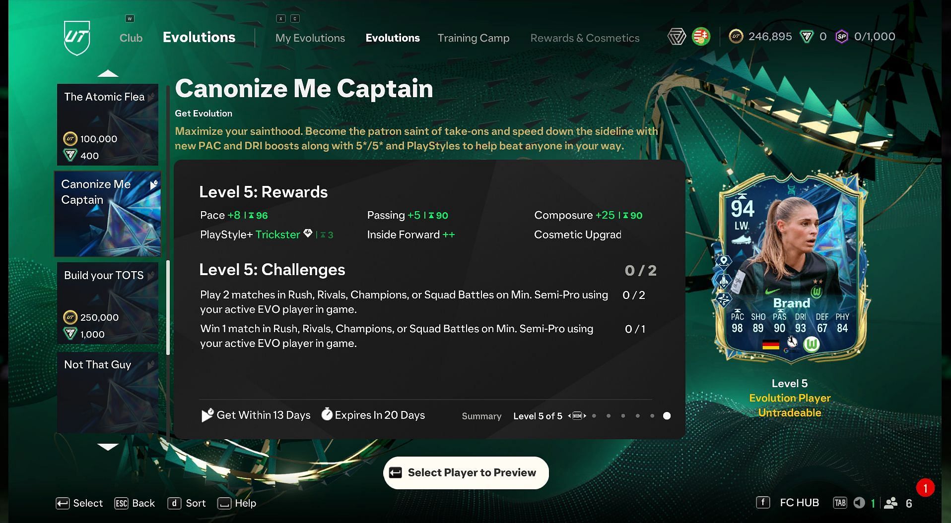 All upgrade levels of the Canonize Me Captain EVO (Image via EA Sports)
